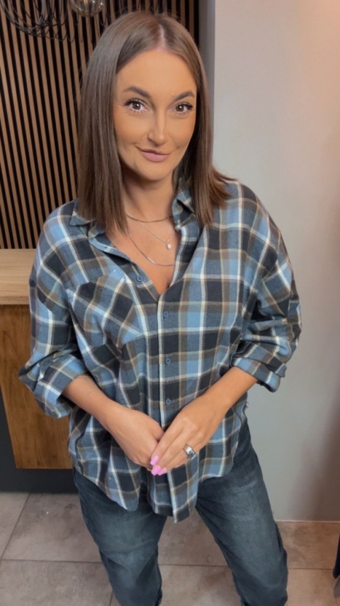 Koszula flanelowa w kratę – Niebieska