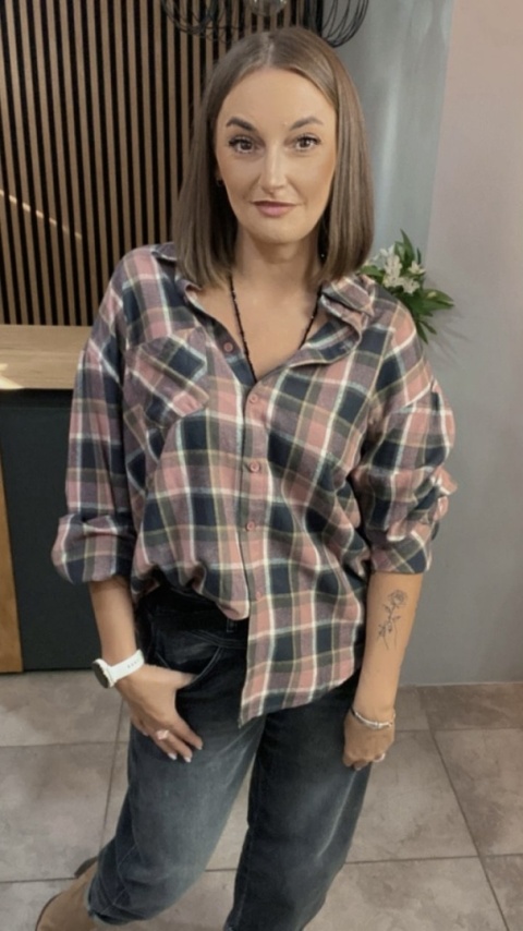 Koszula oversize w kratę – 100% bawełna