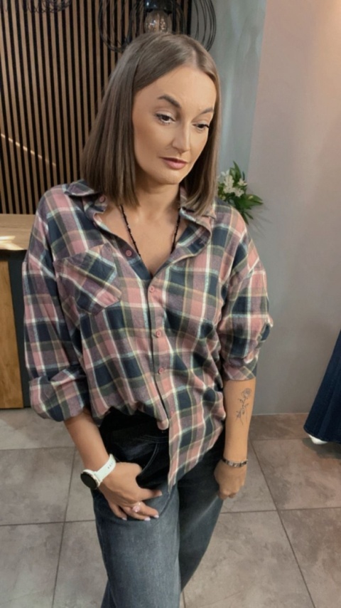 Koszula oversize w kratę – 100% bawełna