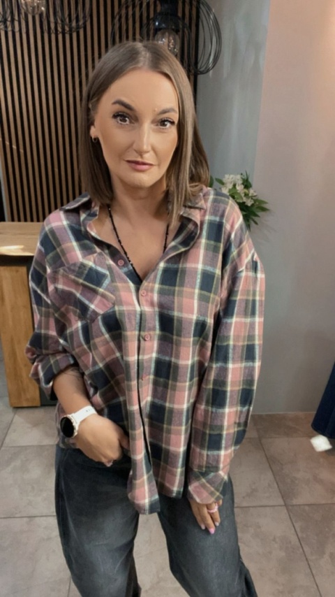 Koszula oversize w kratę – 100% bawełna