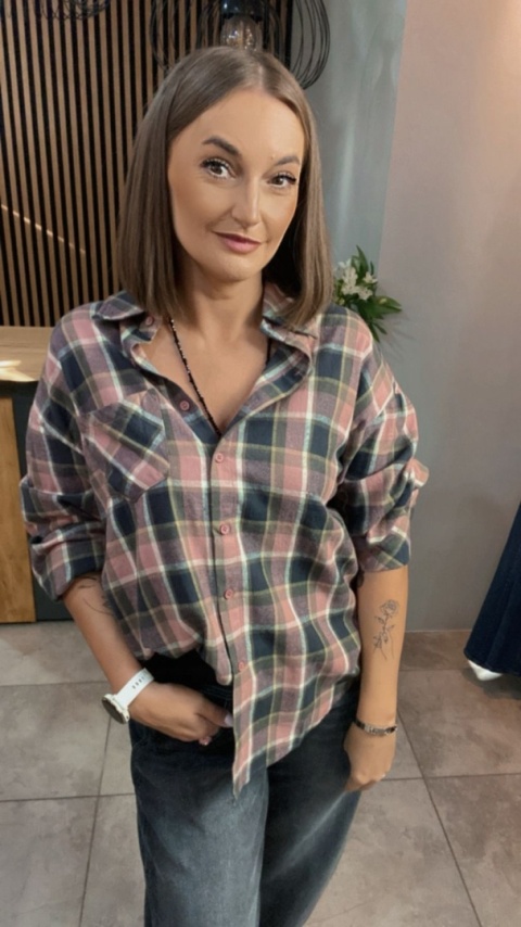 Koszula oversize w kratę – 100% bawełna