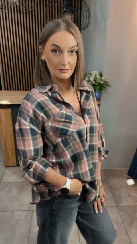 Koszula oversize w kratę – 100% bawełna