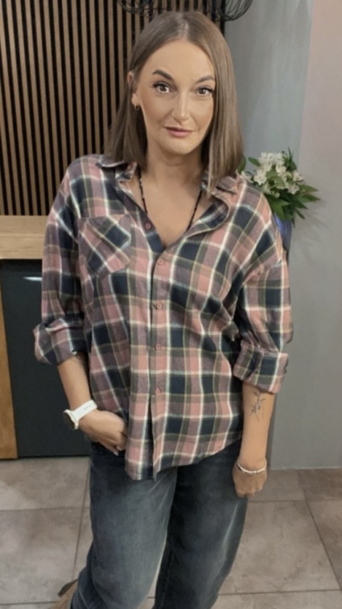 Koszula oversize w kratę – 100% bawełna