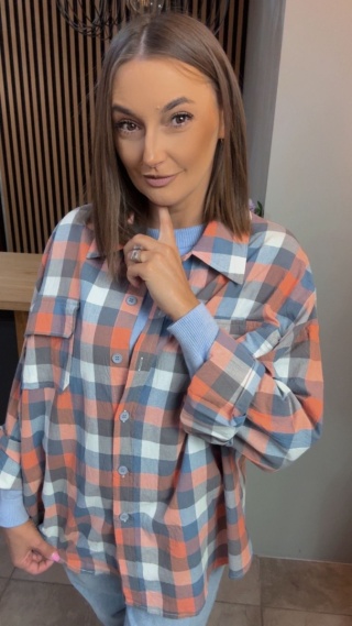 Koszula oversize w pastelową kratę - 100% bawełna