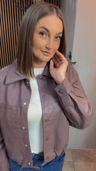 Kurtka z Ekoskóry JOY Taupe śliwkowy