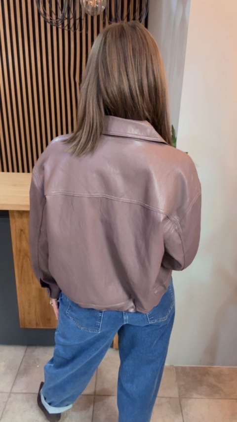 Kurtka z Ekoskóry JOY Taupe śliwkowy