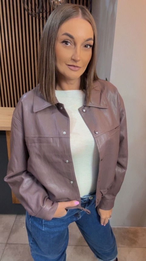 Kurtka z Ekoskóry JOY Taupe śliwkowy