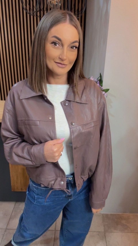 Kurtka z Ekoskóry JOY Taupe śliwkowy