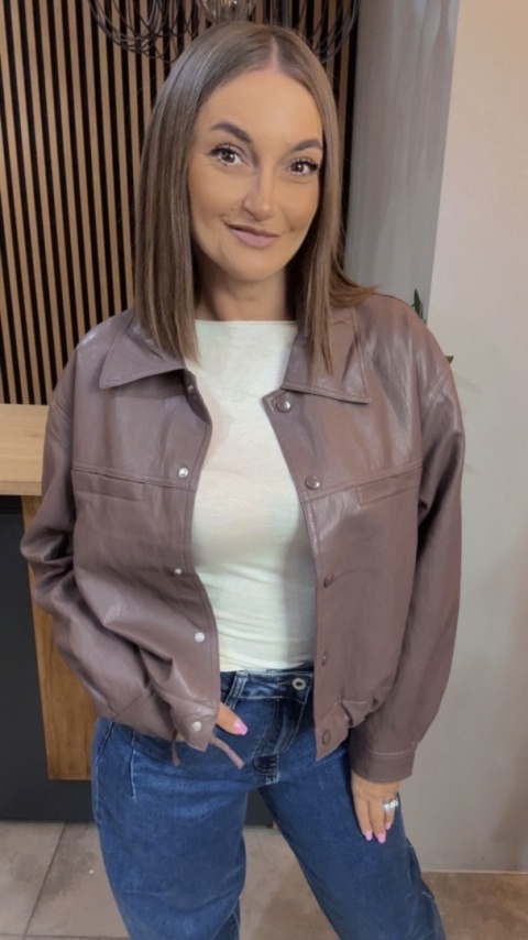 Kurtka z Ekoskóry JOY Taupe śliwkowy