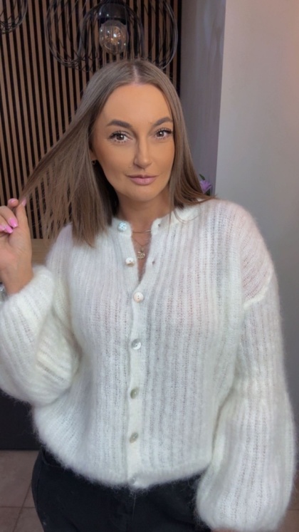 Sweter Kardigan z Kid Mohair GIANCHI – Śmietanka