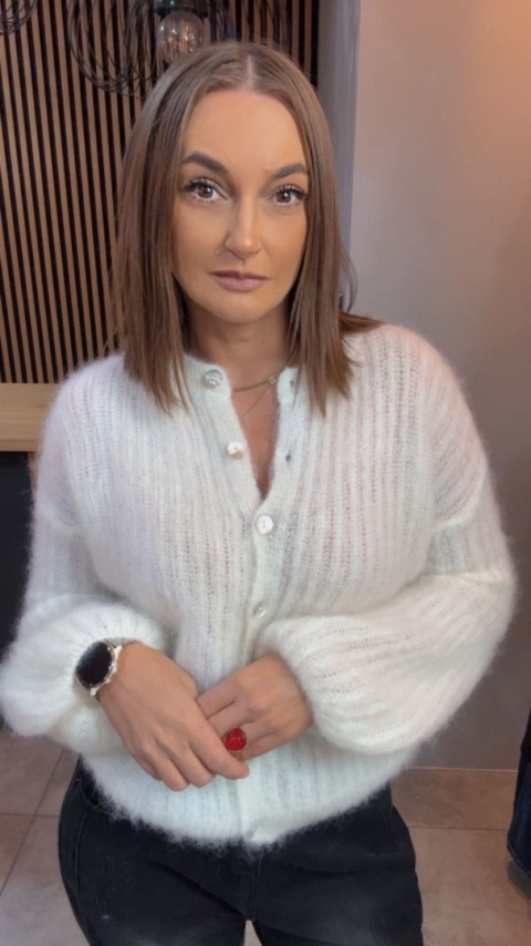 Sweter Kardigan z Kid Mohair GIANCHI – Śmietanka