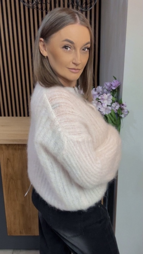 Sweter Kardigan z Kid Mohair GIANCHI – Śmietanka