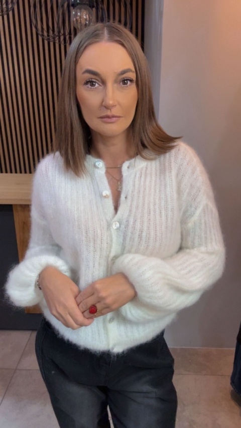 Sweter Kardigan z Kid Mohair GIANCHI – Śmietanka