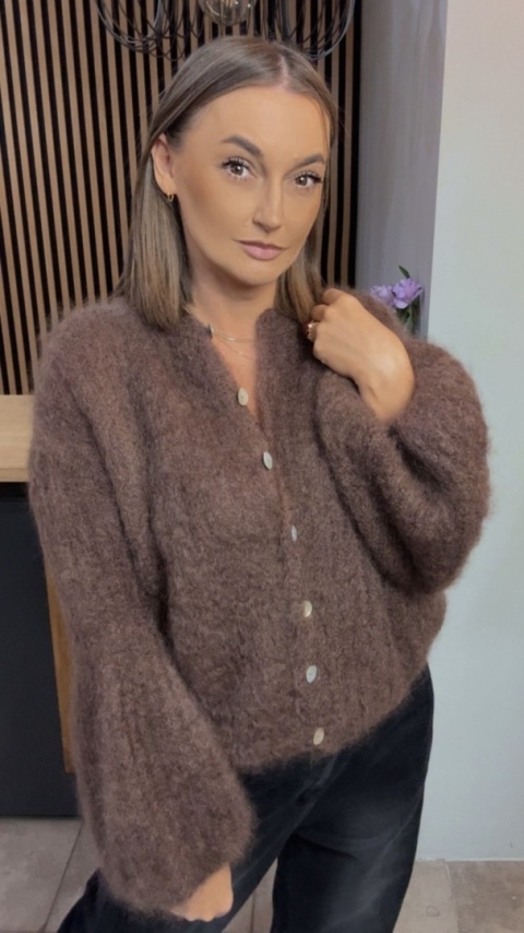 Sweter Kardigan z Kid Mohair GIANCHI – Brązowy
