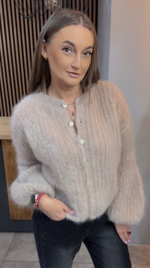 Sweter Kardigan z Kid Mohair GIANCHI – Soft Taupe