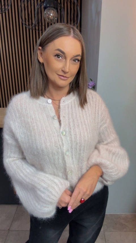 Sweter Kardigan z Kid Mohair GIANCHI – Beżowy