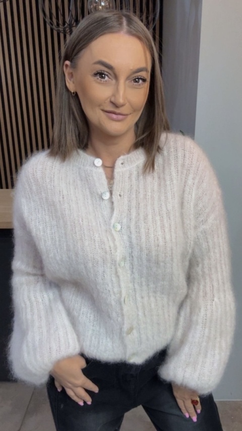 Sweter Kardigan z Kid Mohair GIANCHI – Beżowy