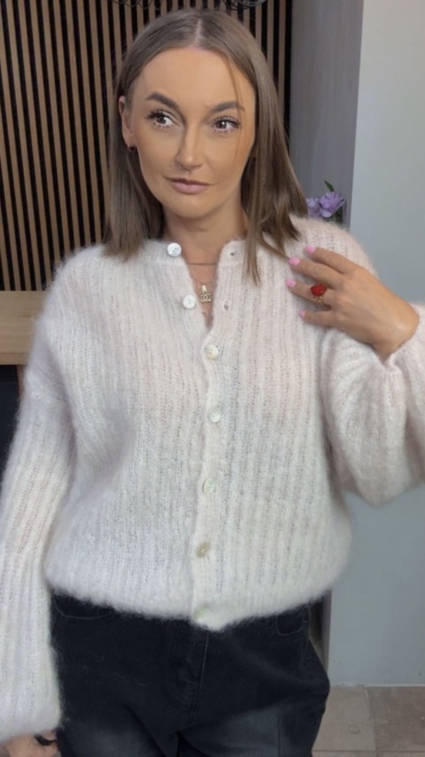 Sweter Kardigan z Kid Mohair GIANCHI – Beżowy