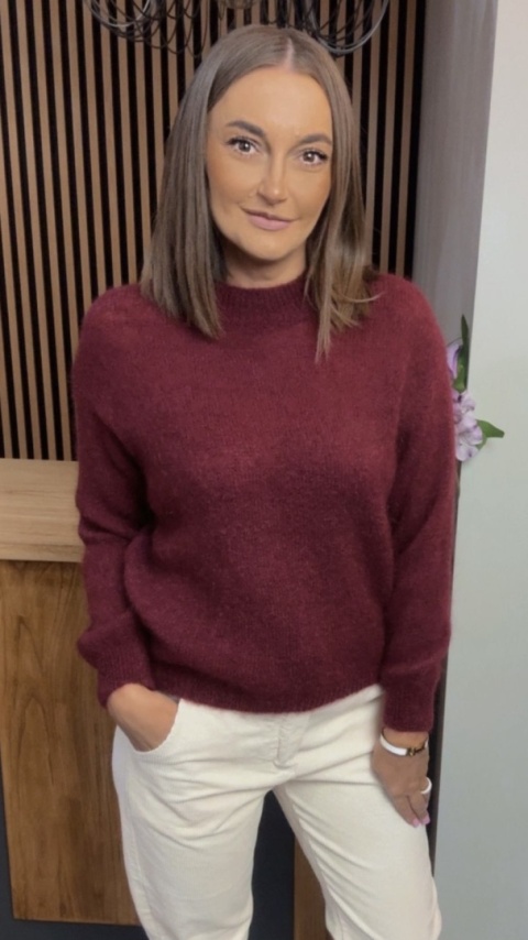 Sweter Miss Lucky Merinos – Burgund