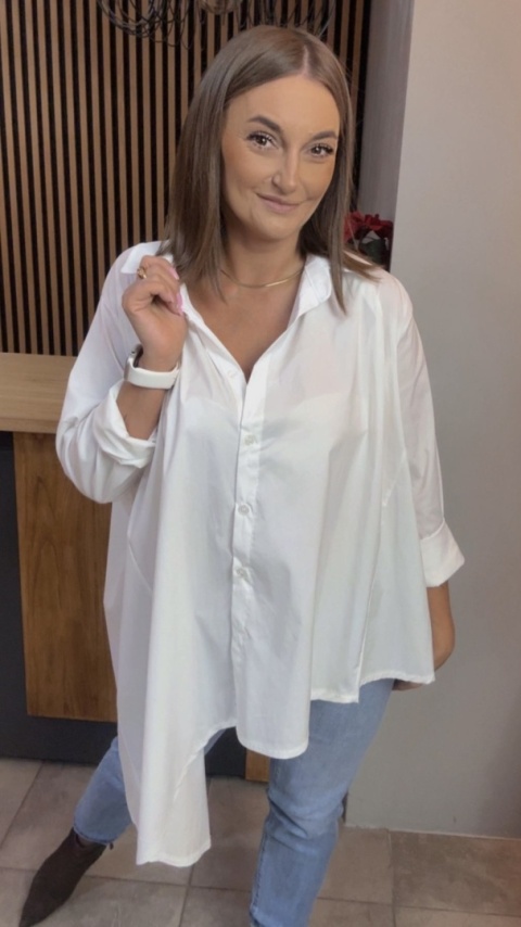 Asymetryczna koszula oversize Dolce Vita - Biała