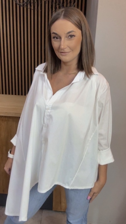 Asymetryczna koszula oversize Dolce Vita - Biała