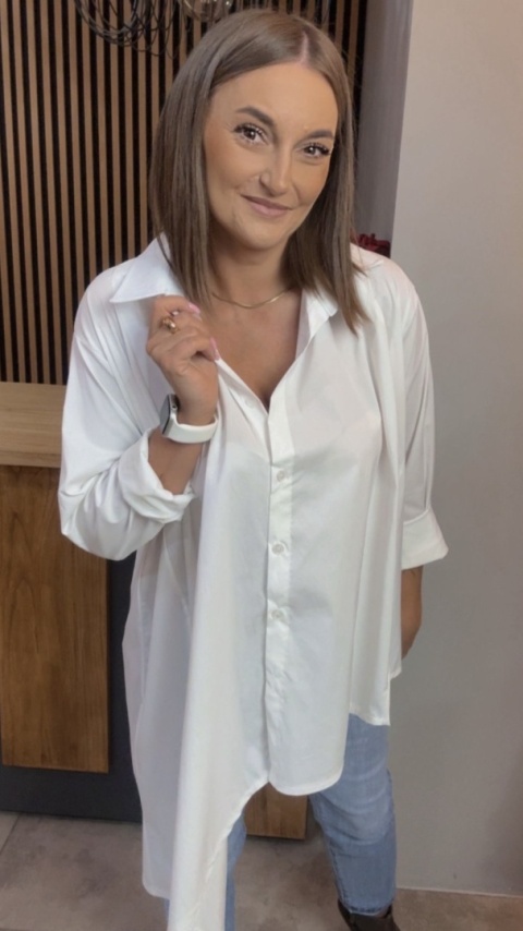 Asymetryczna koszula oversize Dolce Vita - Biała