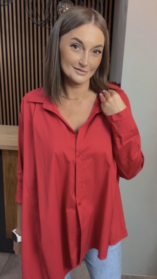 Asymetryczna koszula oversize Dolce Vita - Czerwona