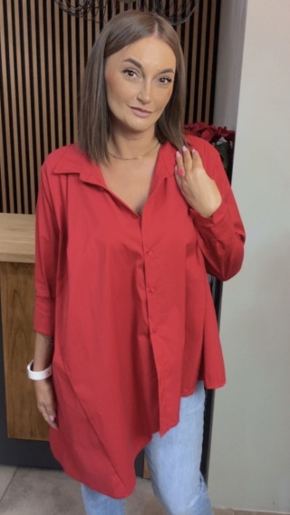 Asymetryczna koszula oversize Dolce Vita - Czerwona