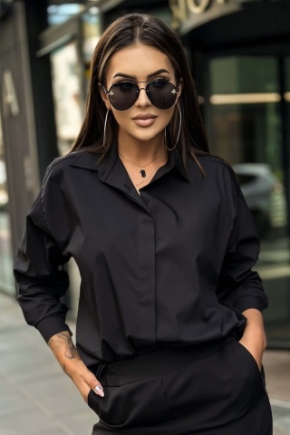 Elegancka koszula oversize Madame Sue - Czarna