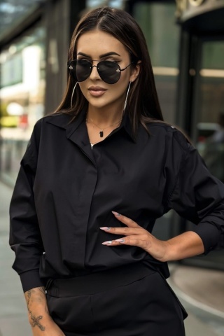 Elegancka koszula oversize Madame Sue - Czarna