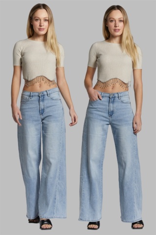 Jeansy 3D Denim Wide Leg 3D-9211