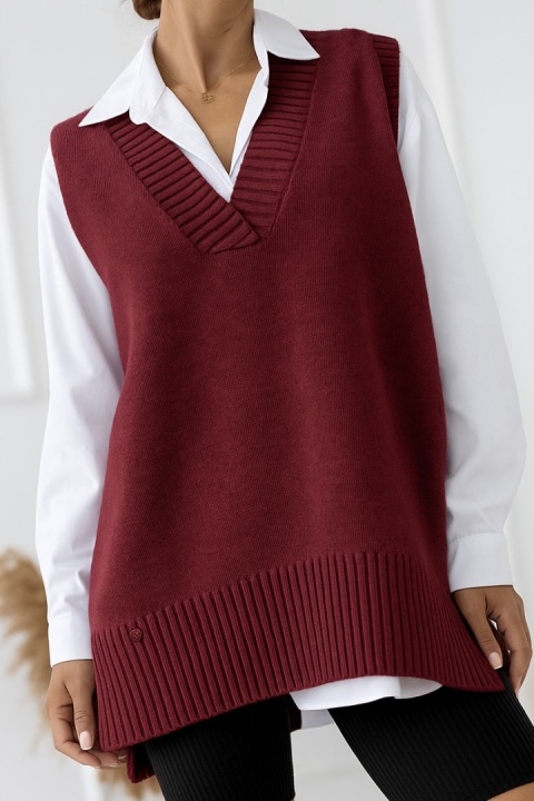 Kamizelka wełniana Madame Sue - Bordowa