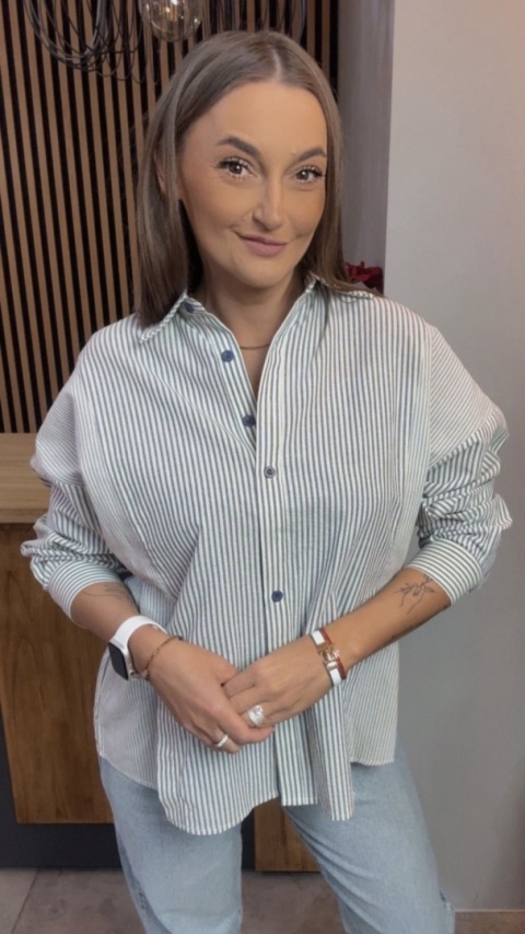 Koszula w paski oversize WIYA - Blu