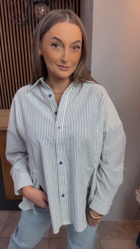 Koszula w paski oversize WIYA - Blu