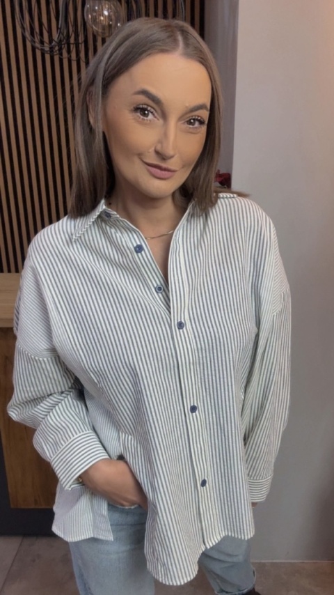 Koszula w paski oversize WIYA - Blu
