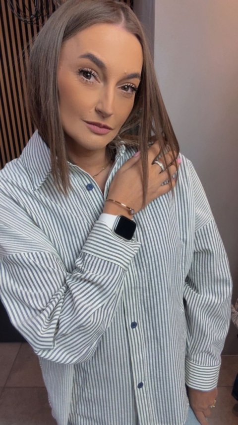 Koszula w paski oversize WIYA - Blu