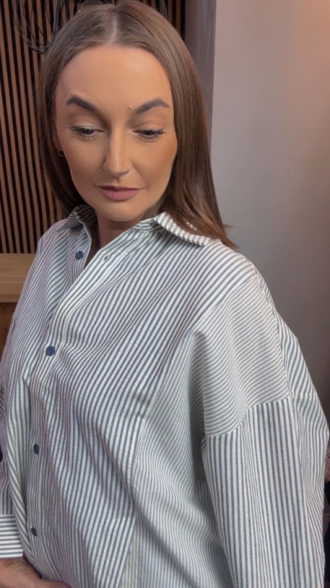 Koszula w paski oversize WIYA - Blu