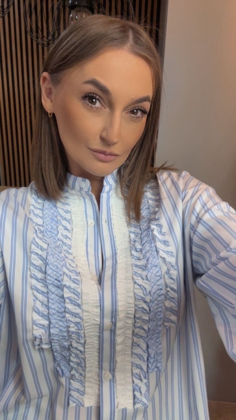 Koszula w paski z falbanką WIYA - Celeste