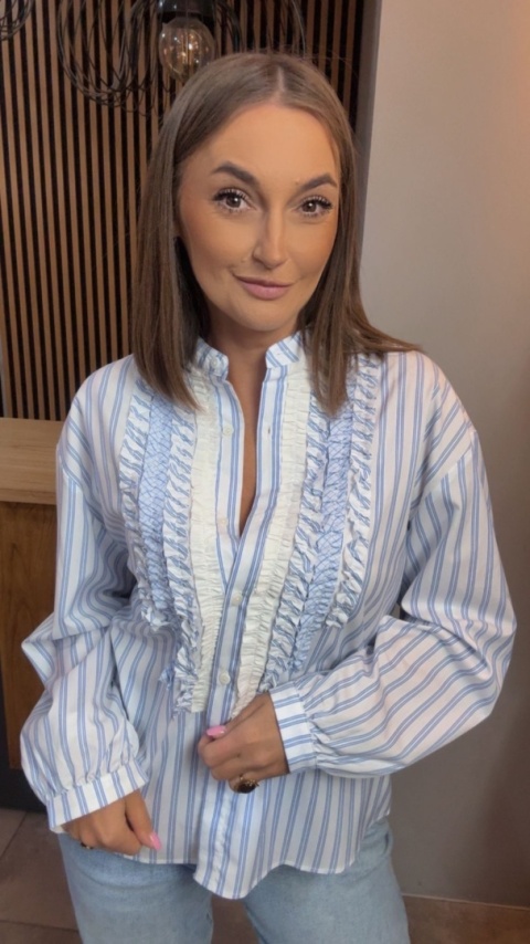 Koszula w paski z falbanką WIYA - Celeste