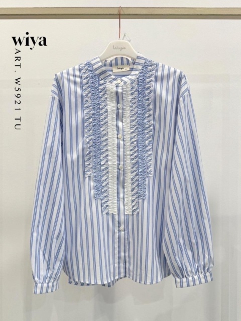 Koszula w paski z falbanką WIYA - Celeste