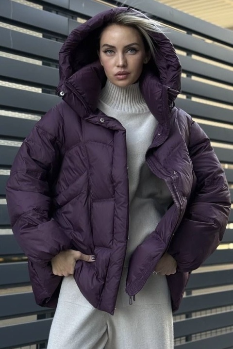 Kurtka naturalny puch Estelle - Śliwka