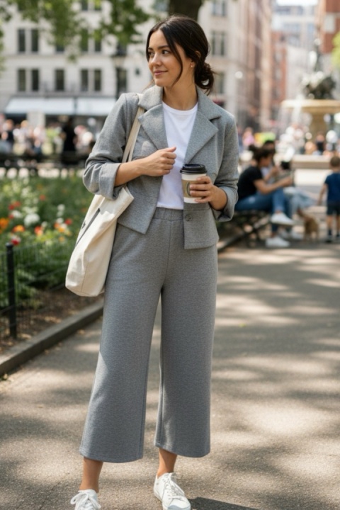 Spodnie Wendy Trendy Szare – szerokie, eleganckie culottes