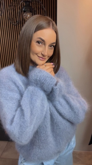 Sweter Premium GIANCHI z Kid Mohair – Jeansowy