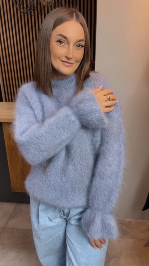 Sweter Premium GIANCHI z Kid Mohair – Jeansowy