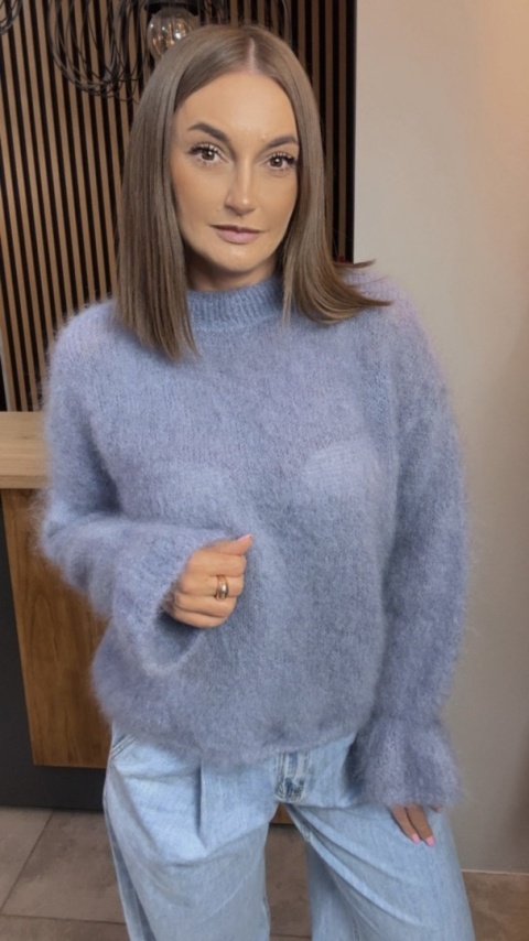 Sweter Premium GIANCHI z Kid Mohair – Jeansowy