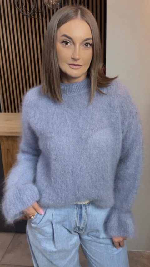 Sweter Premium GIANCHI z Kid Mohair – Jeansowy