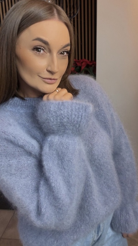 Sweter Premium GIANCHI z Kid Mohair – Jeansowy