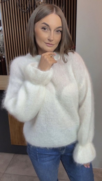 Sweter Premium GIANCHI z Kid Mohair - Śmietanka