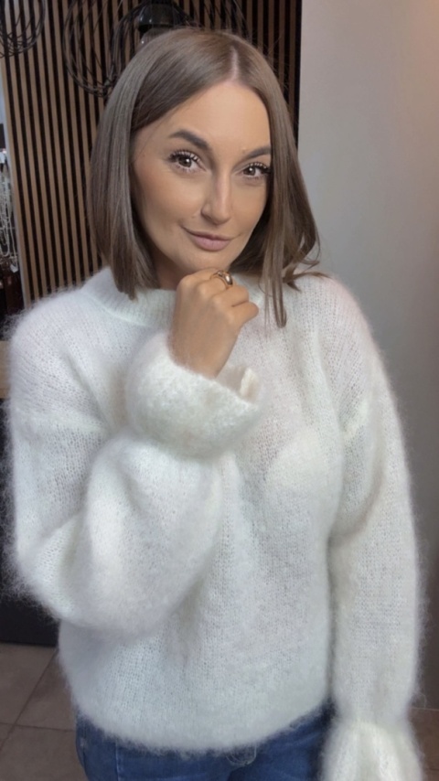 Sweter Premium GIANCHI z Kid Mohair - Śmietanka