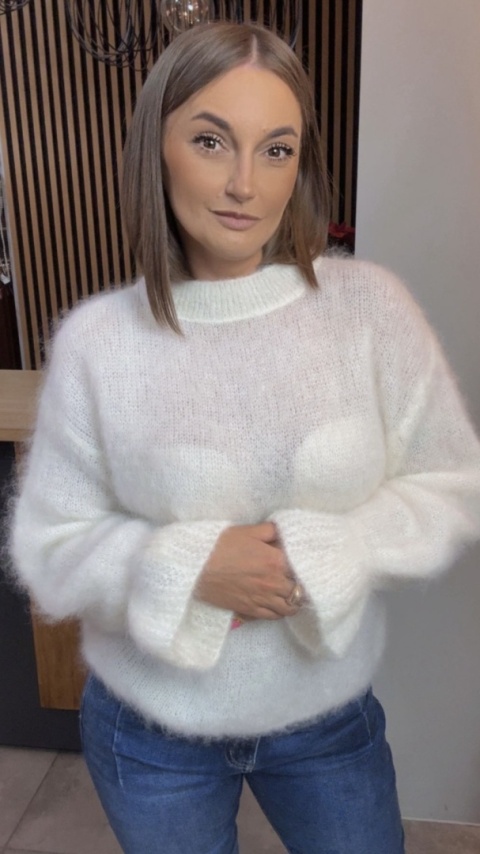 Sweter Premium GIANCHI z Kid Mohair - Śmietanka